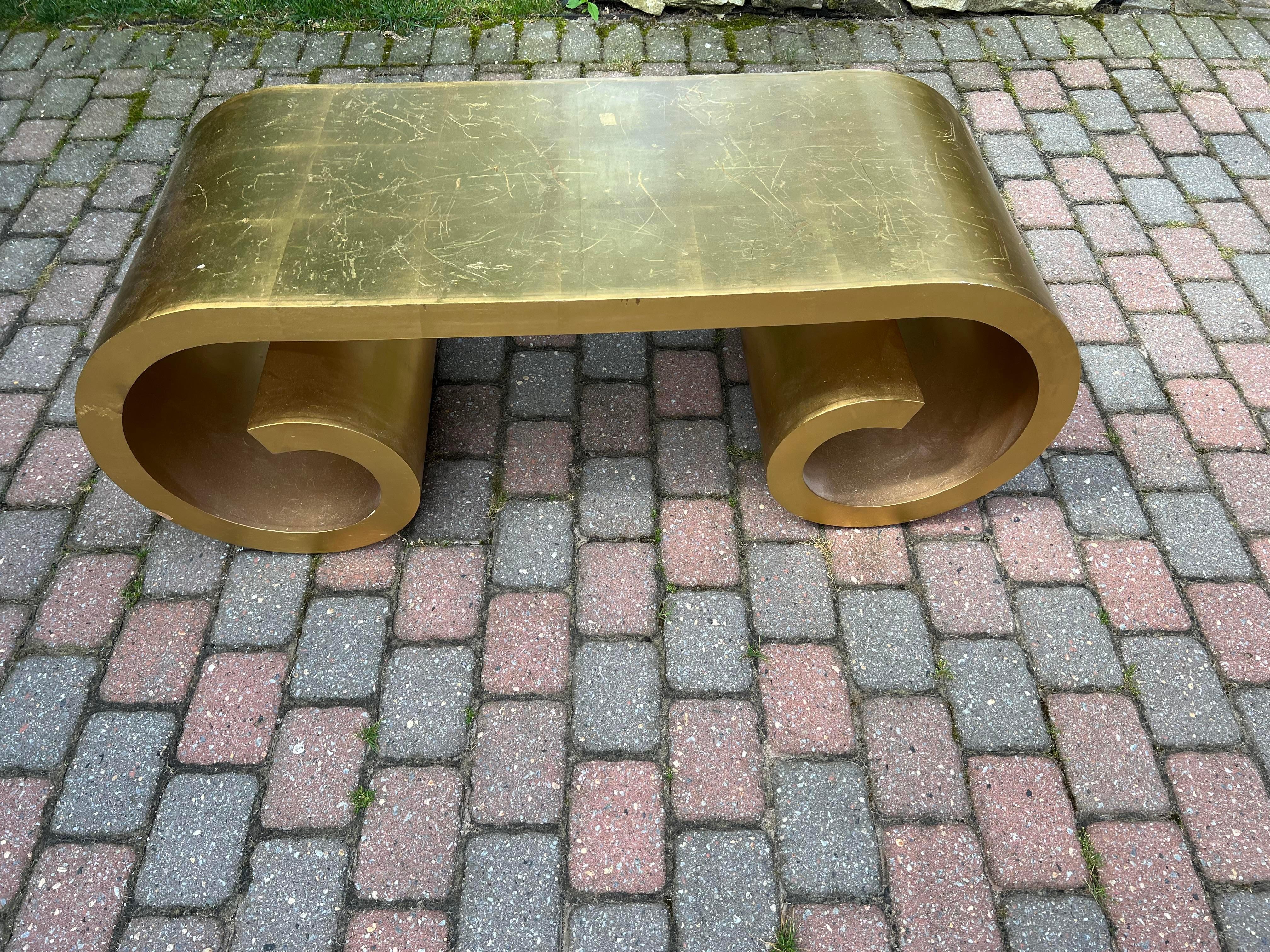 Karl Springer Style Bronze Coffee Table In Good Condition For Sale In Staten Island, NY