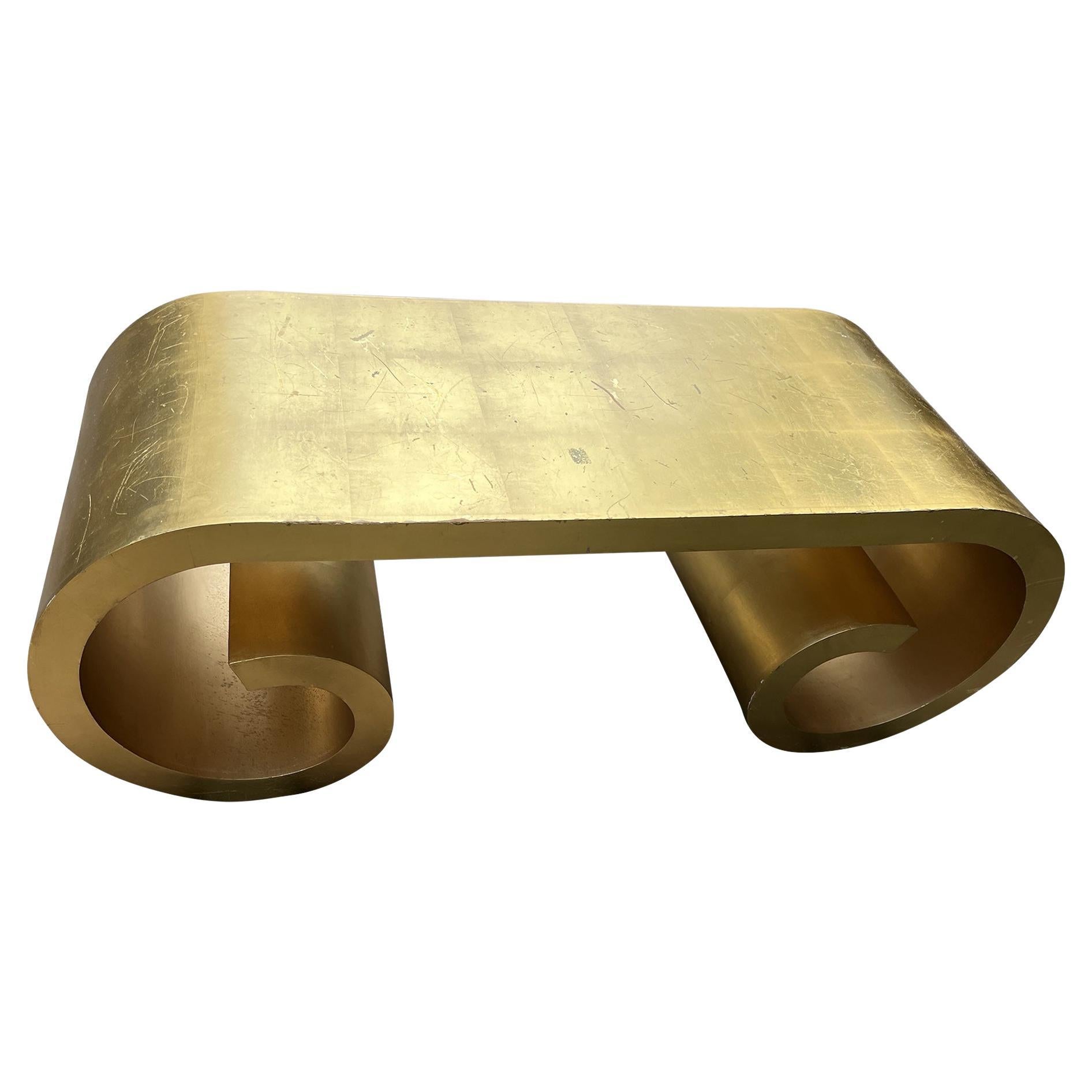 Karl Springer Style Bronze Coffee Table For Sale