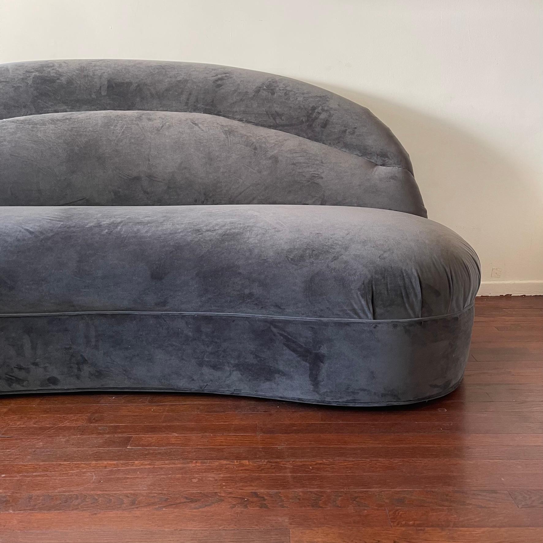 Charcoal Velvet Sofa, 1970s 5