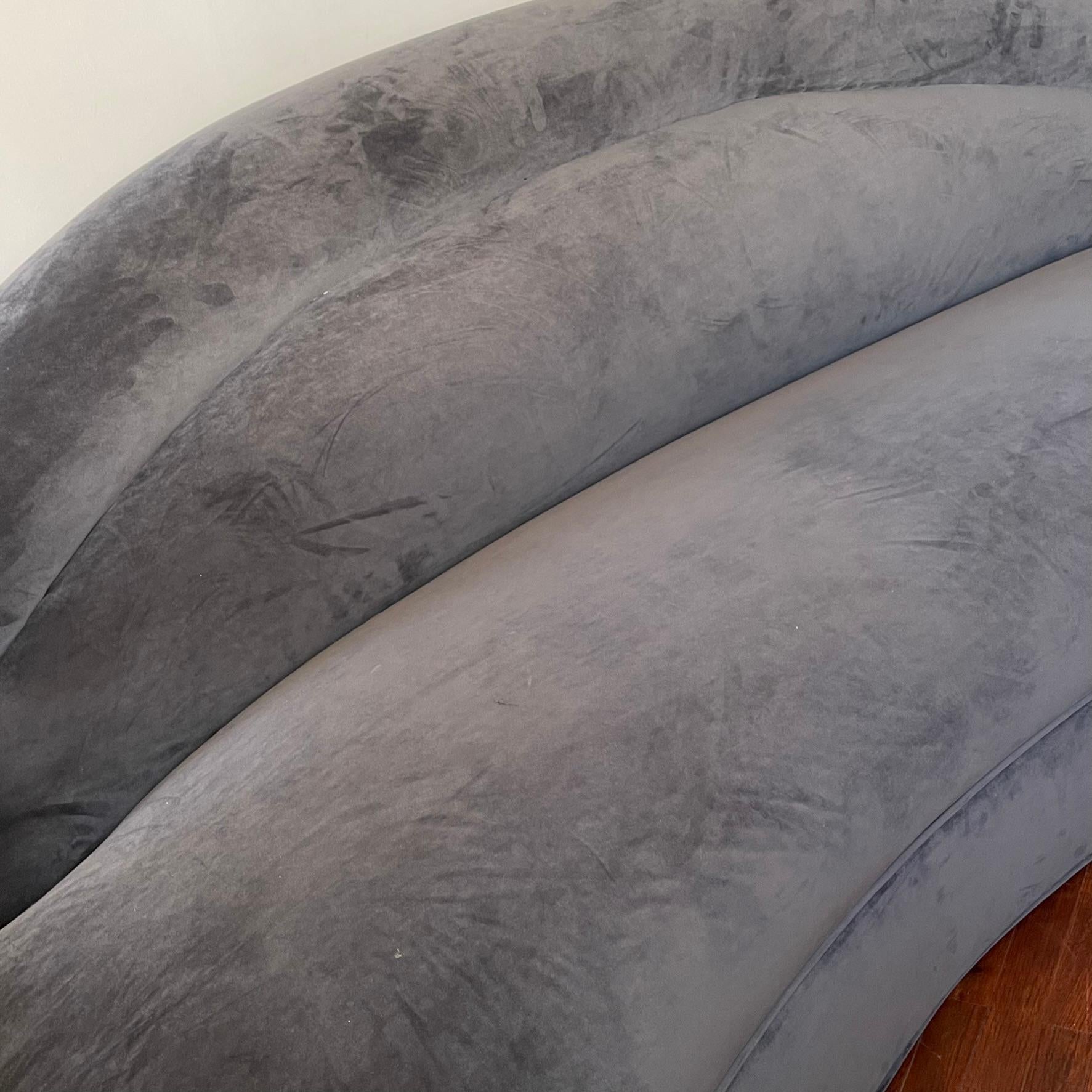 Charcoal Velvet Sofa, 1970s 6