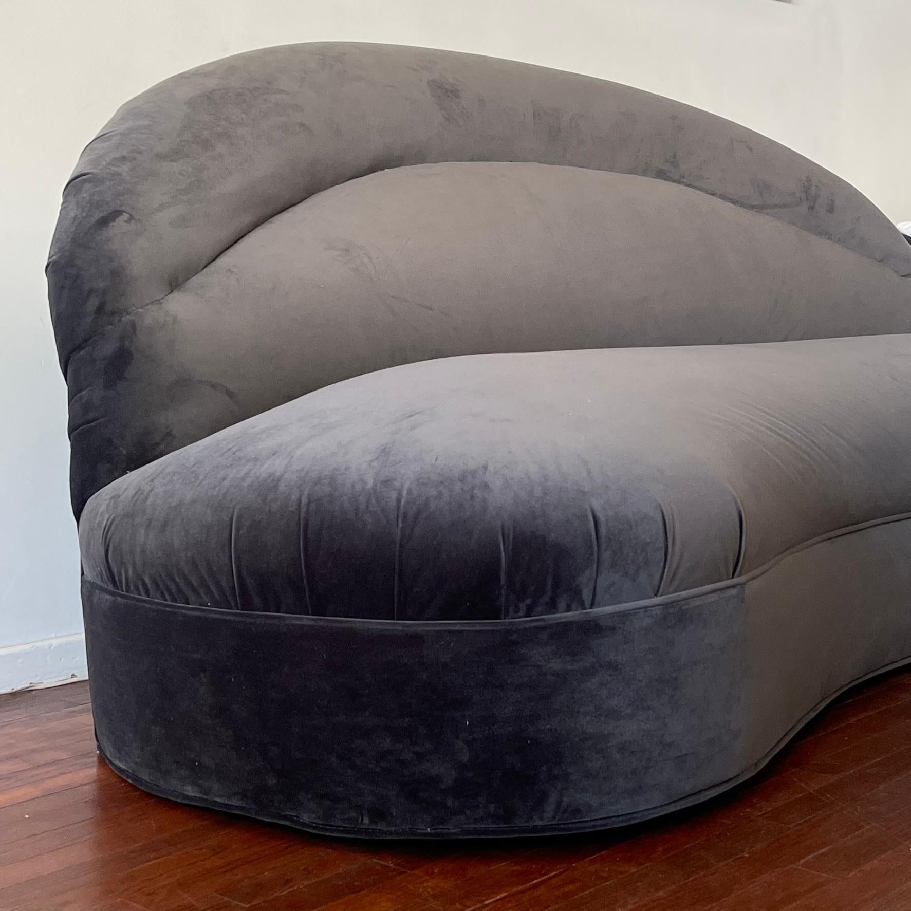 Post-Modern Charcoal Velvet Sofa, 1970s