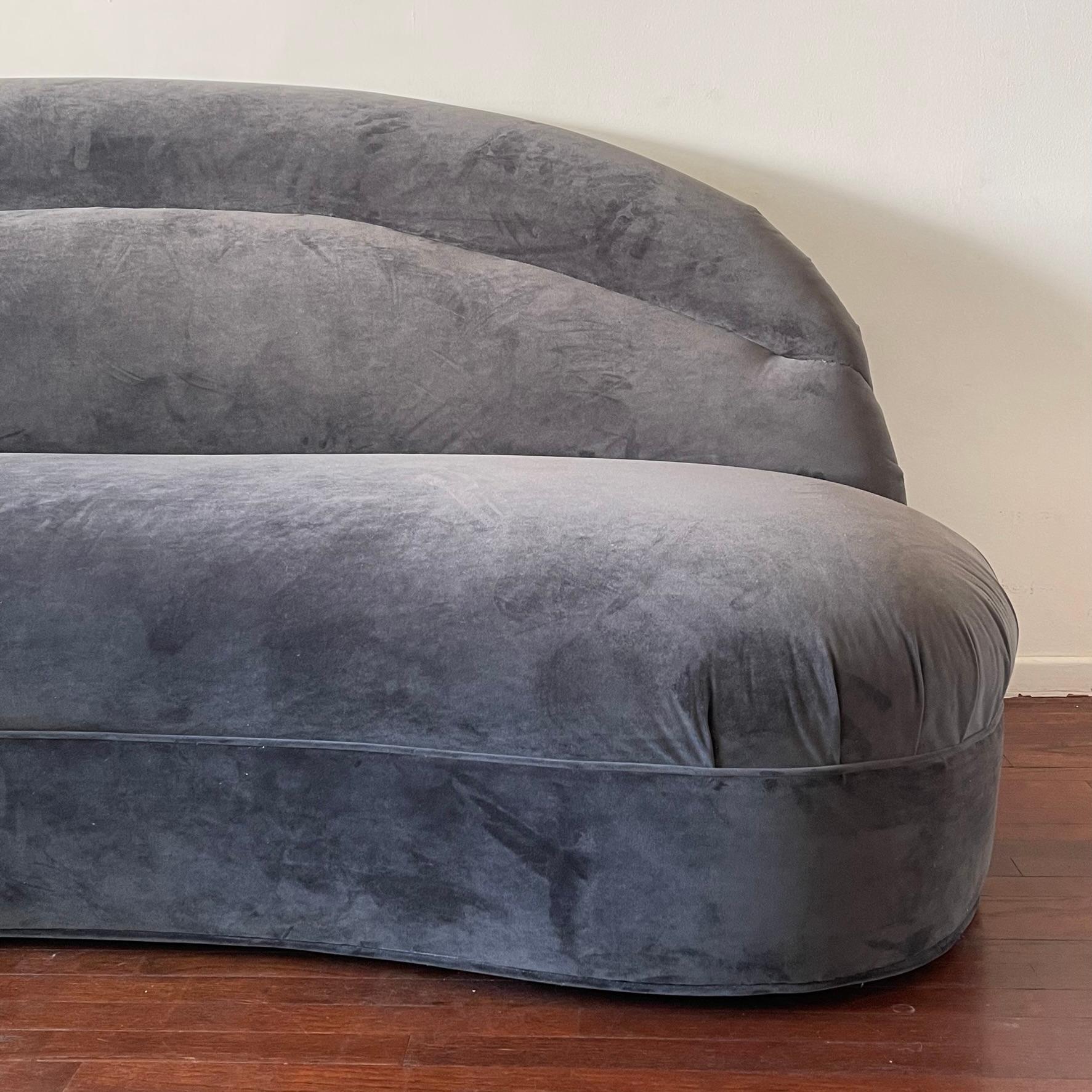 American Charcoal Velvet Sofa, 1970s