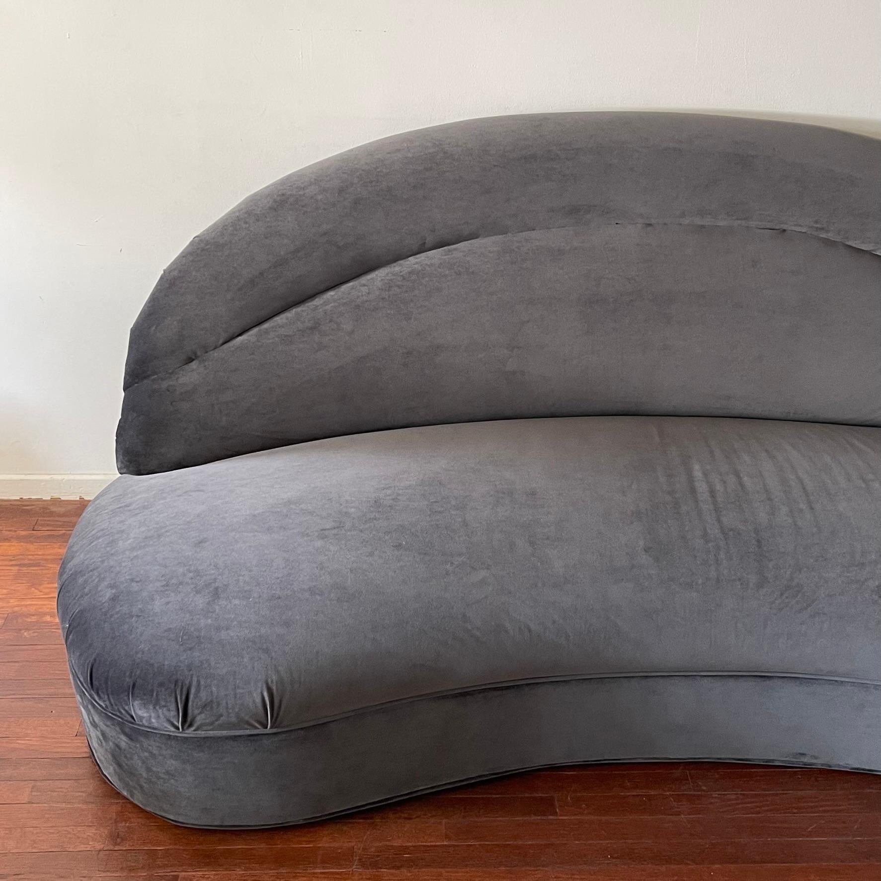 Charcoal Velvet Sofa, 1970s In Good Condition In View Park, CA