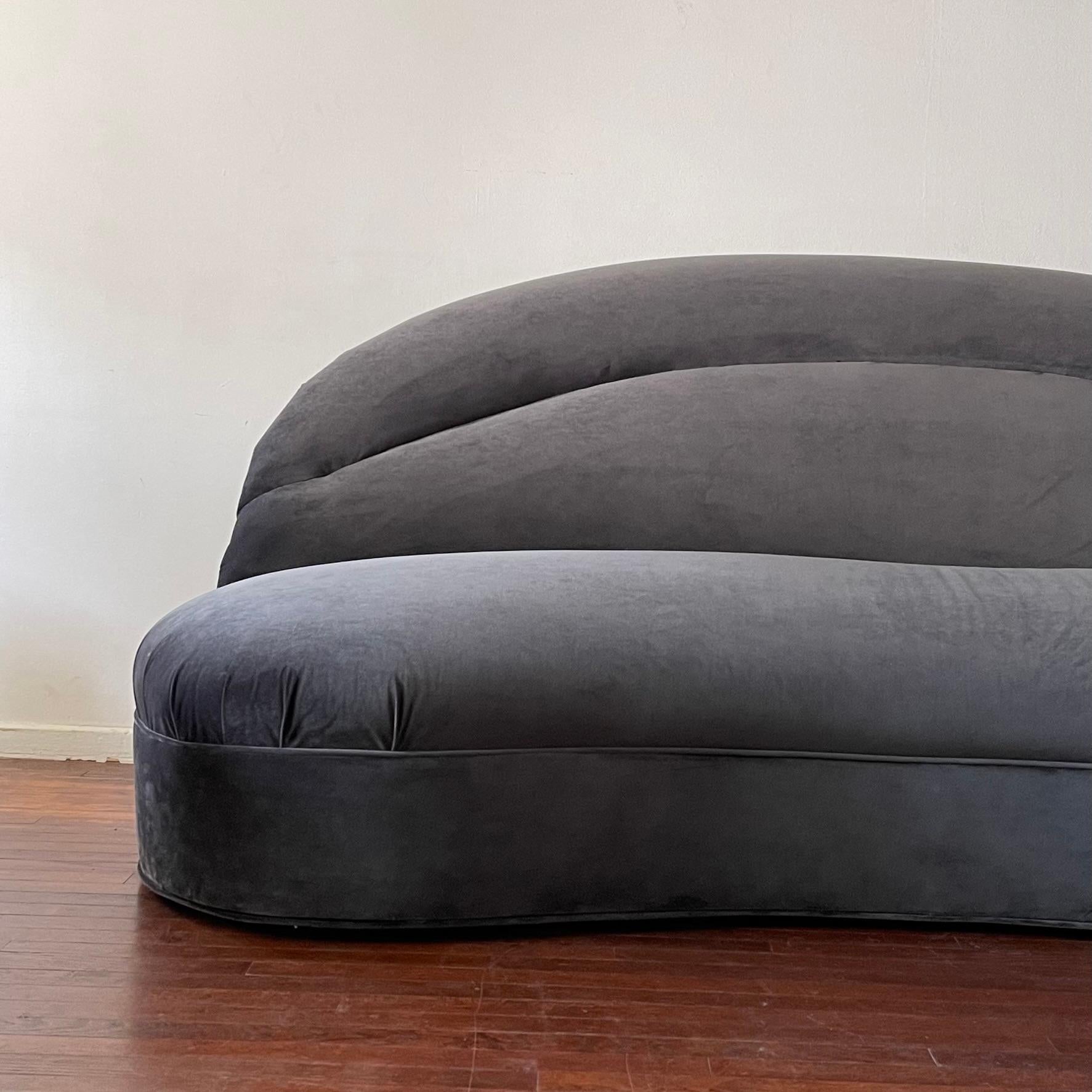 Upholstery Charcoal Velvet Sofa, 1970s