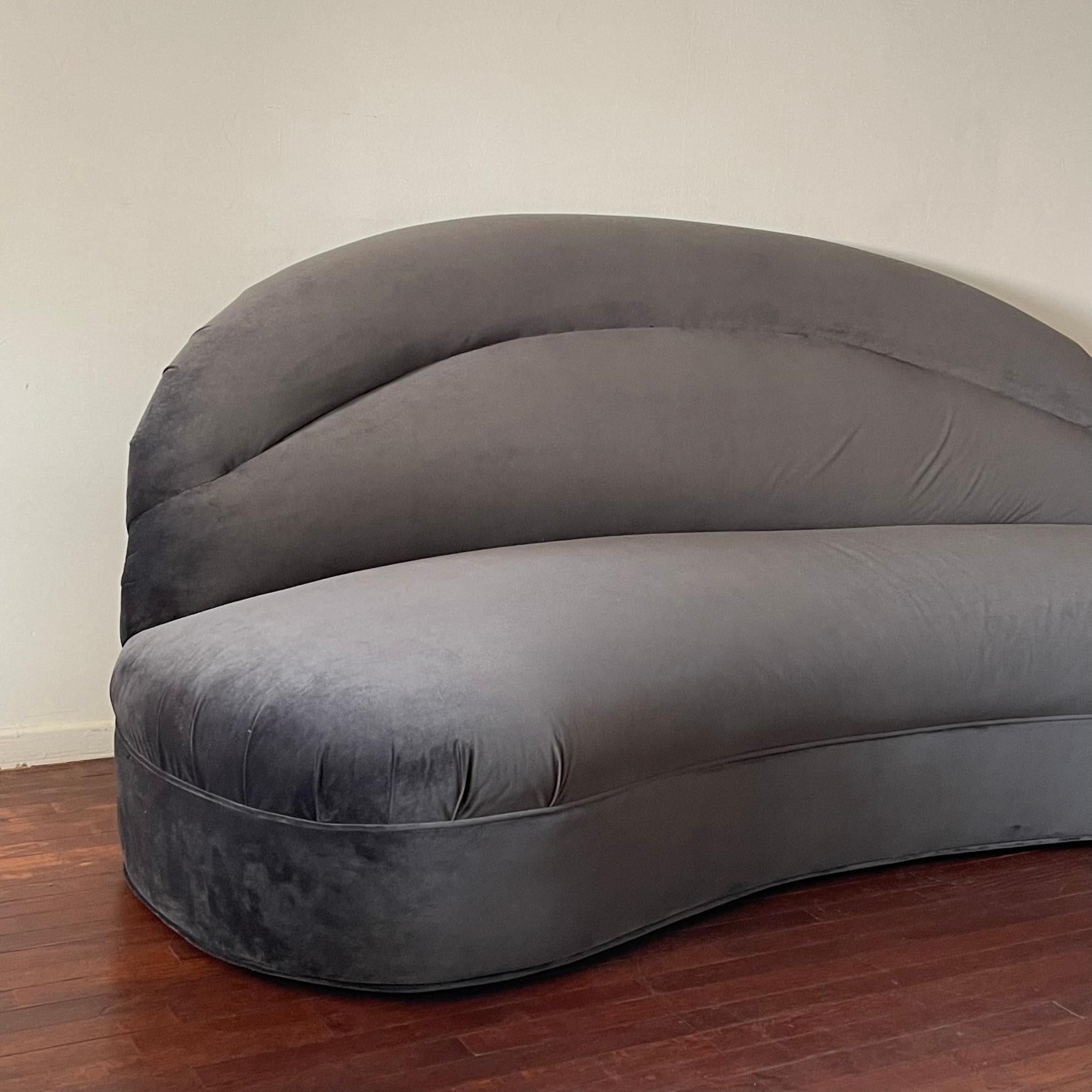 Charcoal Velvet Sofa, 1970s 1