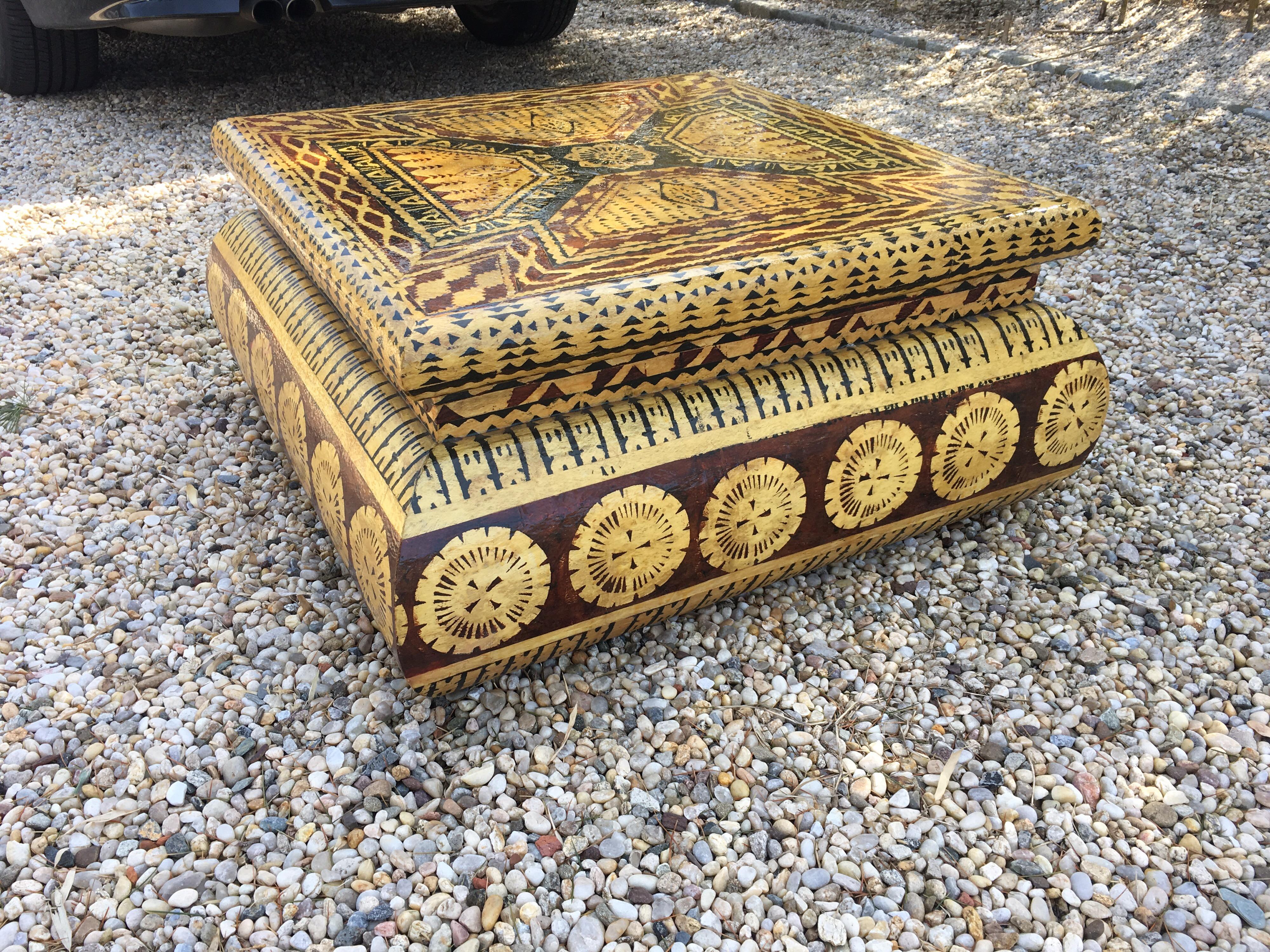 Karl Springer Style Coffee Table in Lacquered Batik Finish 4