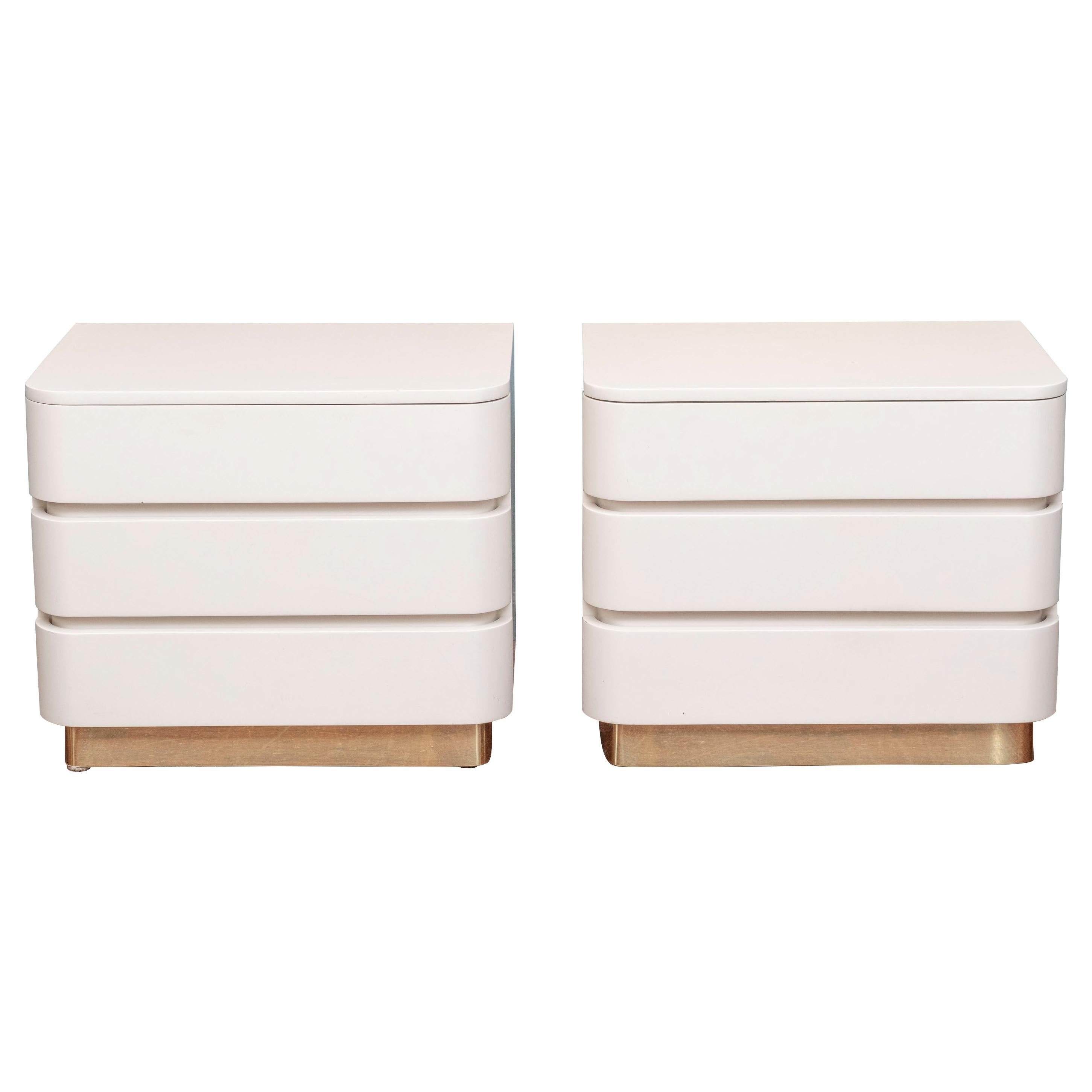 Karl Springer Style Contemporary Nightstands