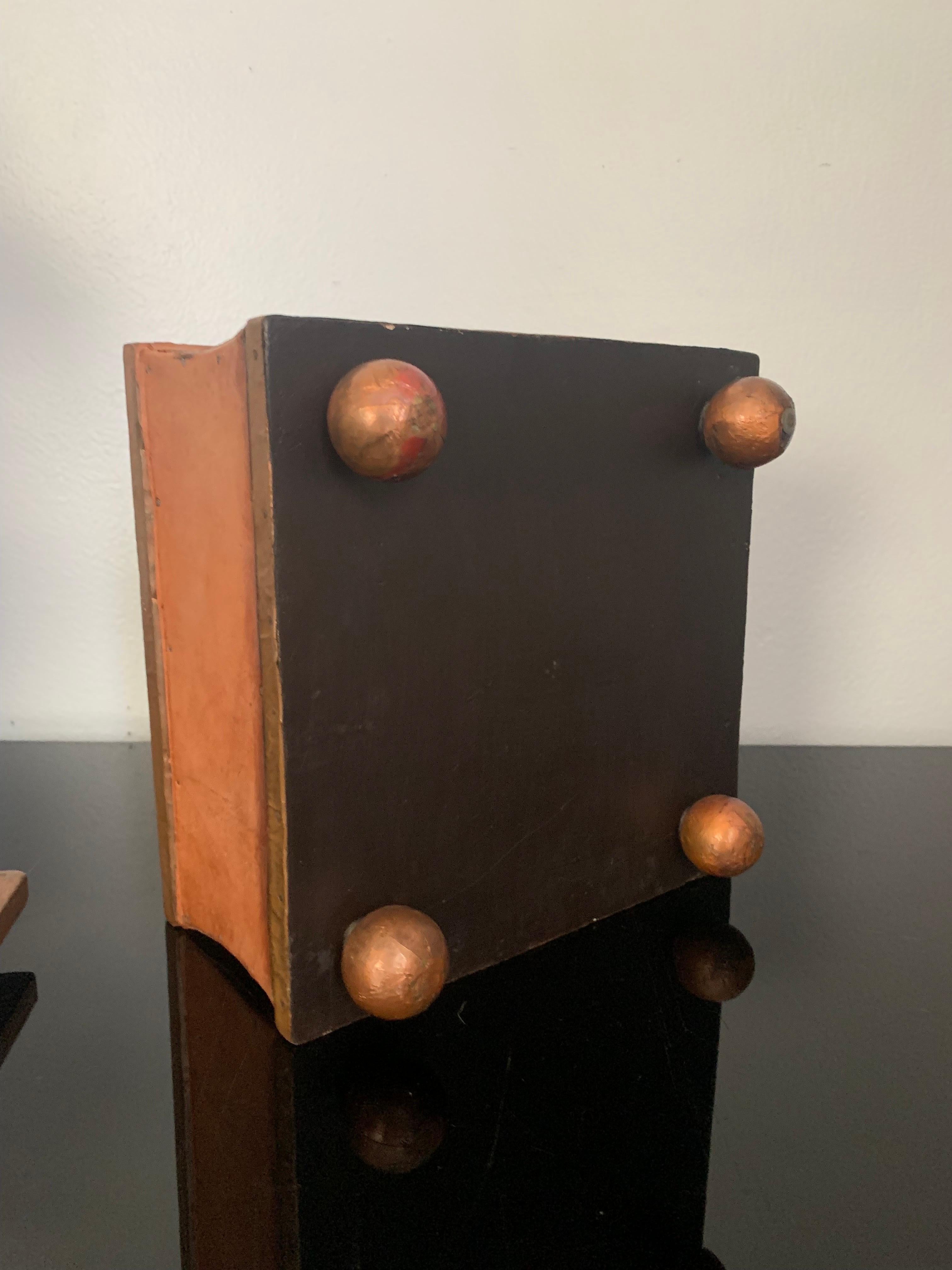 American Karl Springer Style Copper and Leather Decorative Box For Sale
