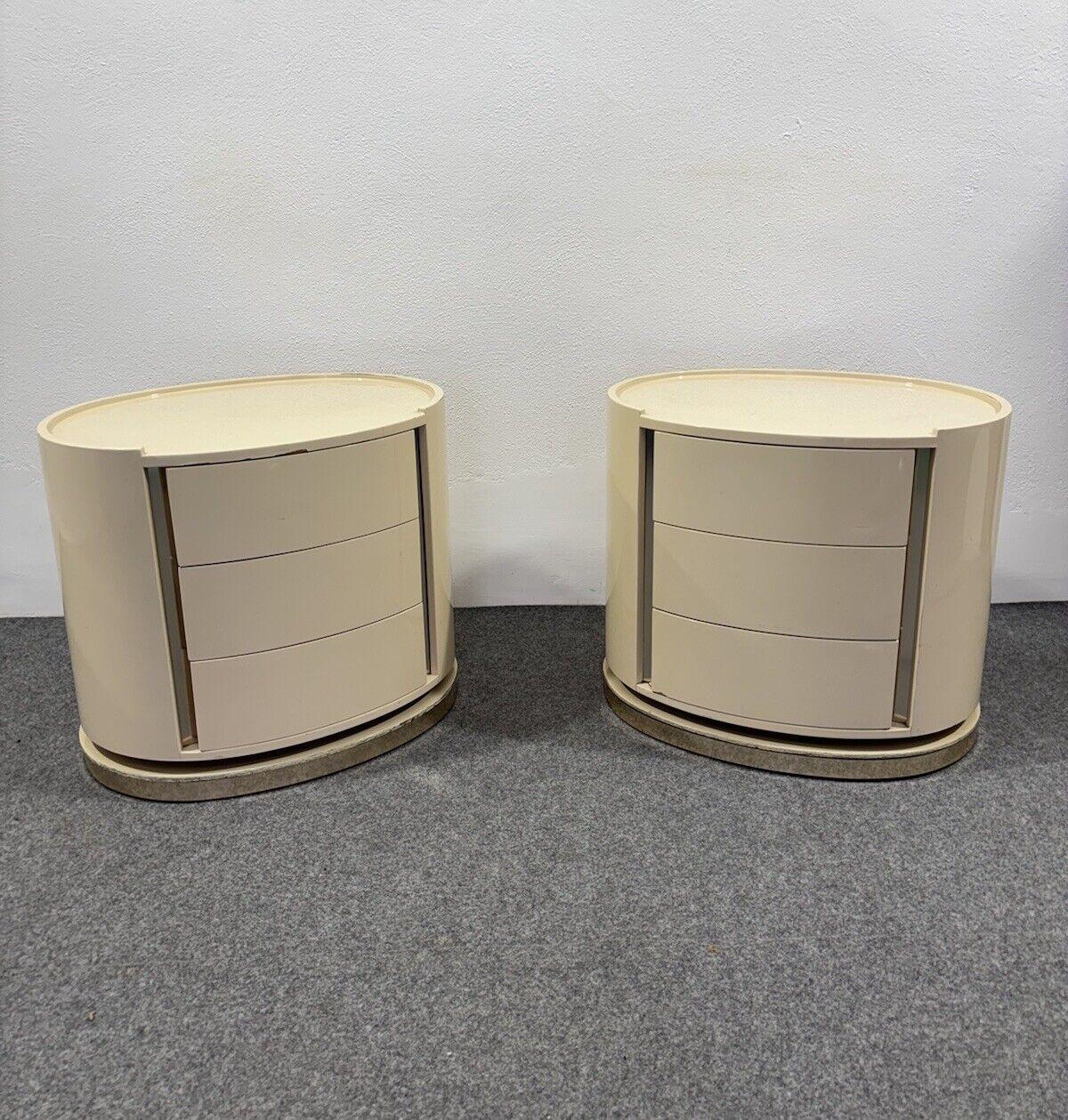 Space Age Karl Springer Style Pair of bedside tables space Agedesign Modernism 1970's For Sale