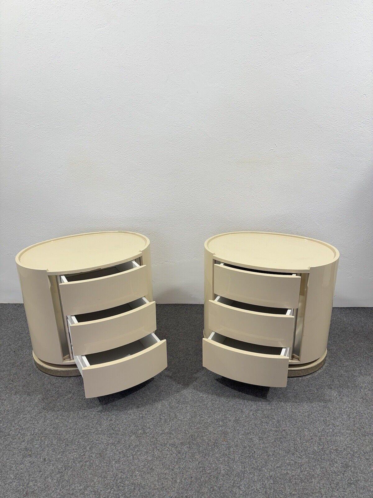 Late 20th Century Karl Springer Style Pair of bedside tables space Agedesign Modernism 1970's For Sale