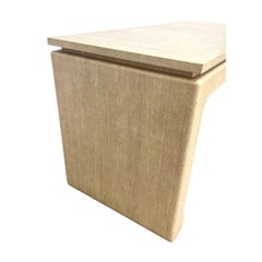 Karl Springer Style Cream Raffia Wrapped Low Console Table
