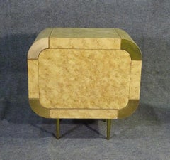 Karl Springer Style Faux Burl Walnut Nightstand