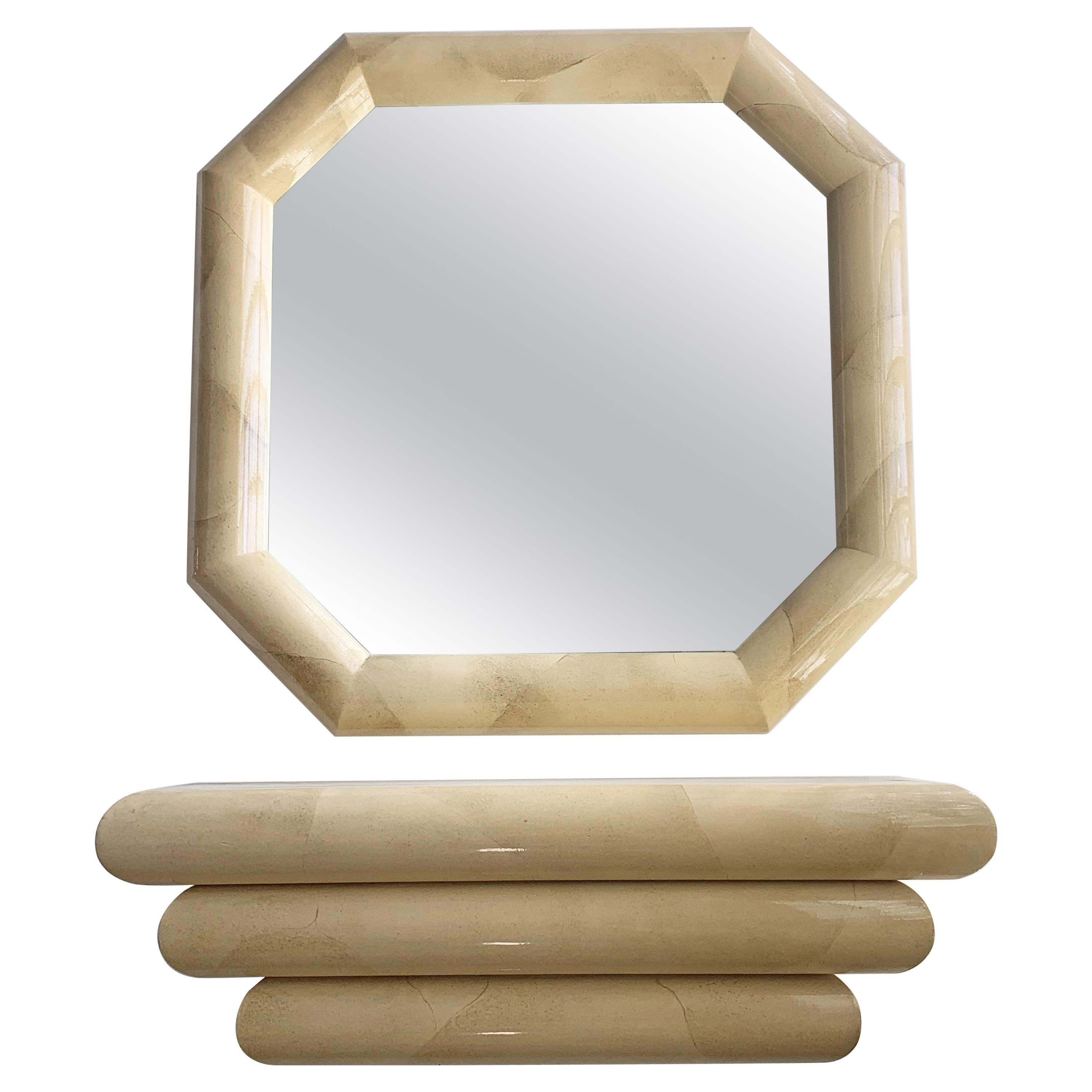 Faux Goatskin Mirror and Console