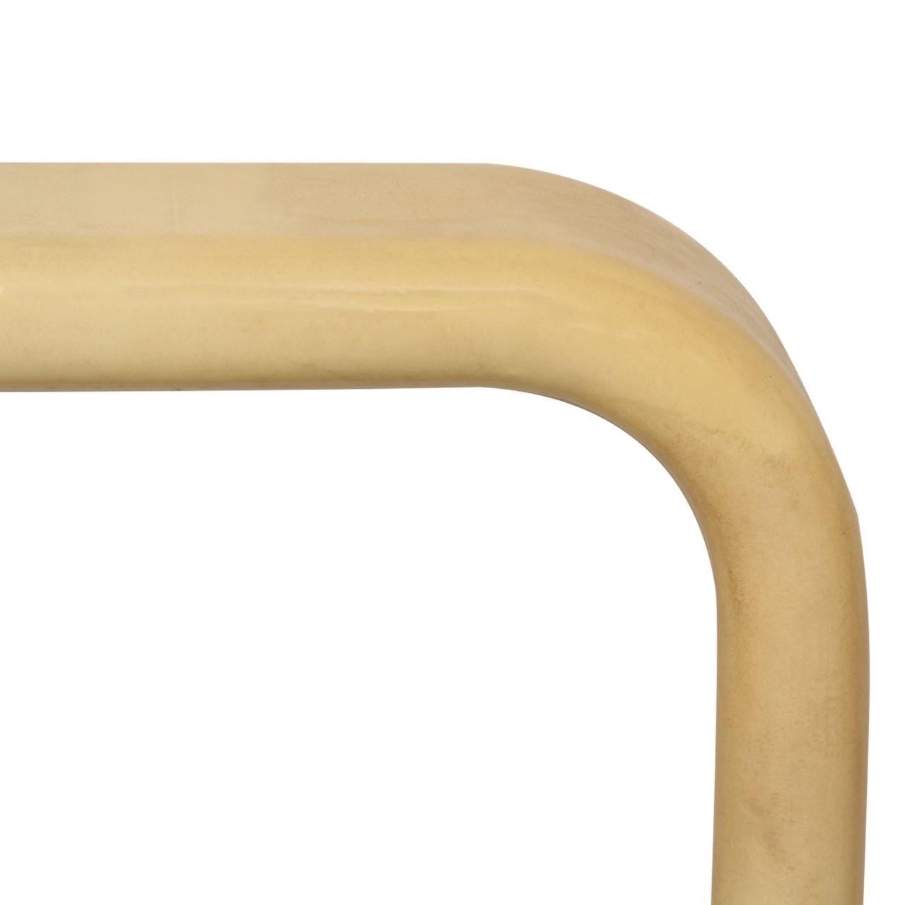 Karl Springer style Faux Goatskin Waterfall Console Table In Good Condition For Sale In New York, NY