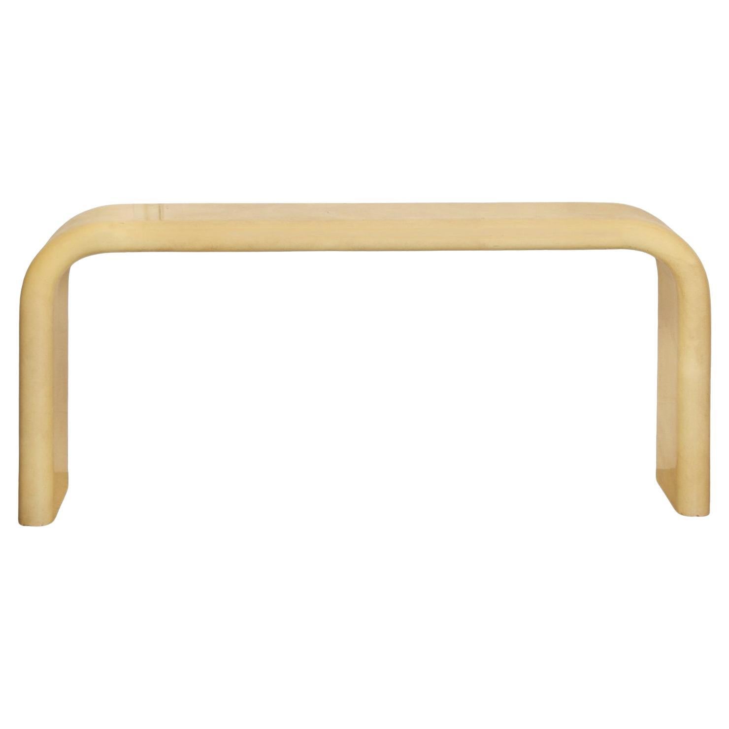 Karl Springer style Faux Goatskin Waterfall Console Table