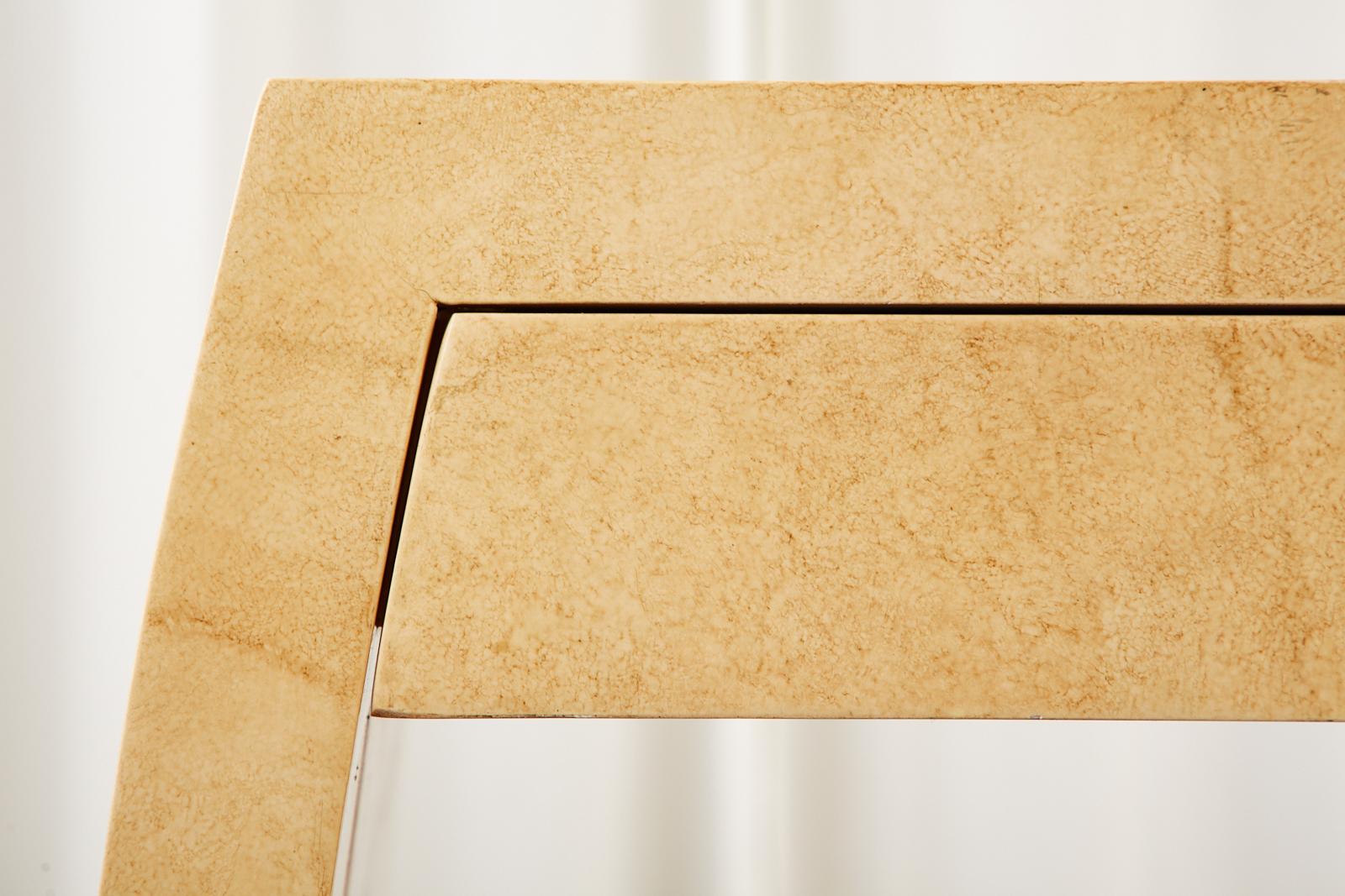 Karl Springer Style Faux Goatskin Waterfall Desk 2