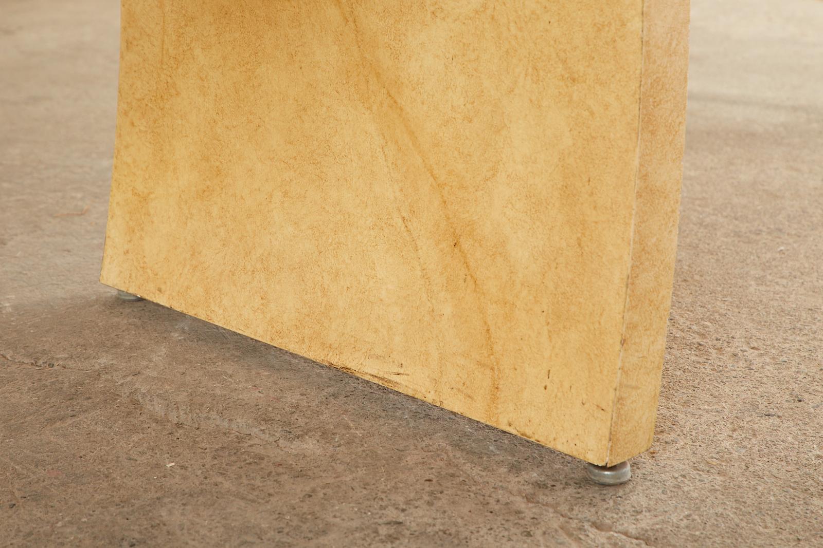 Karl Springer Style Faux Goatskin Waterfall Desk 4