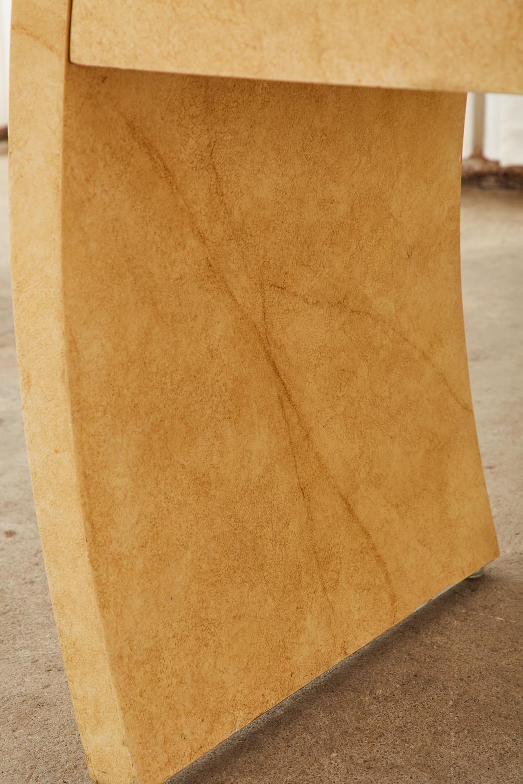 Karl Springer Style Faux Goatskin Waterfall Desk 10