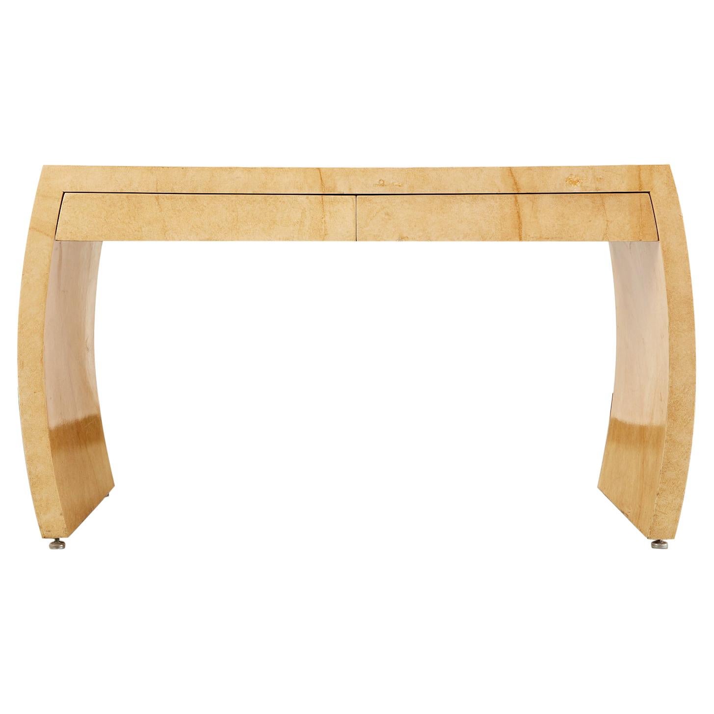 Karl Springer Style Faux Goatskin Waterfall Desk