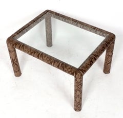 Karl Springer Style Faux Snakeskin End Table Mid Century Modern Nightstand Side