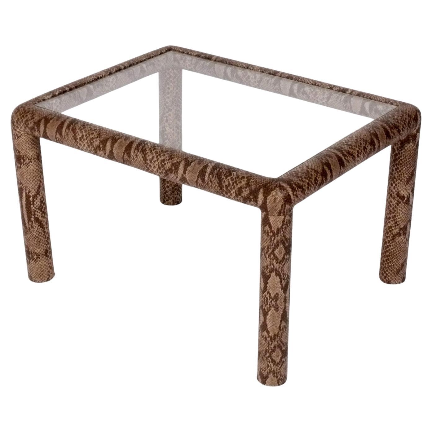 Karl Springer Style Faux Snakeskin End Table Mid Century Modern Nightstand Side