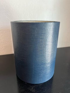 Karl Springer Style Faux Snakeskin Waste Basket