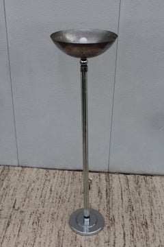Karl Springer Style Glass and Chrome Torchiere Floor Lamp