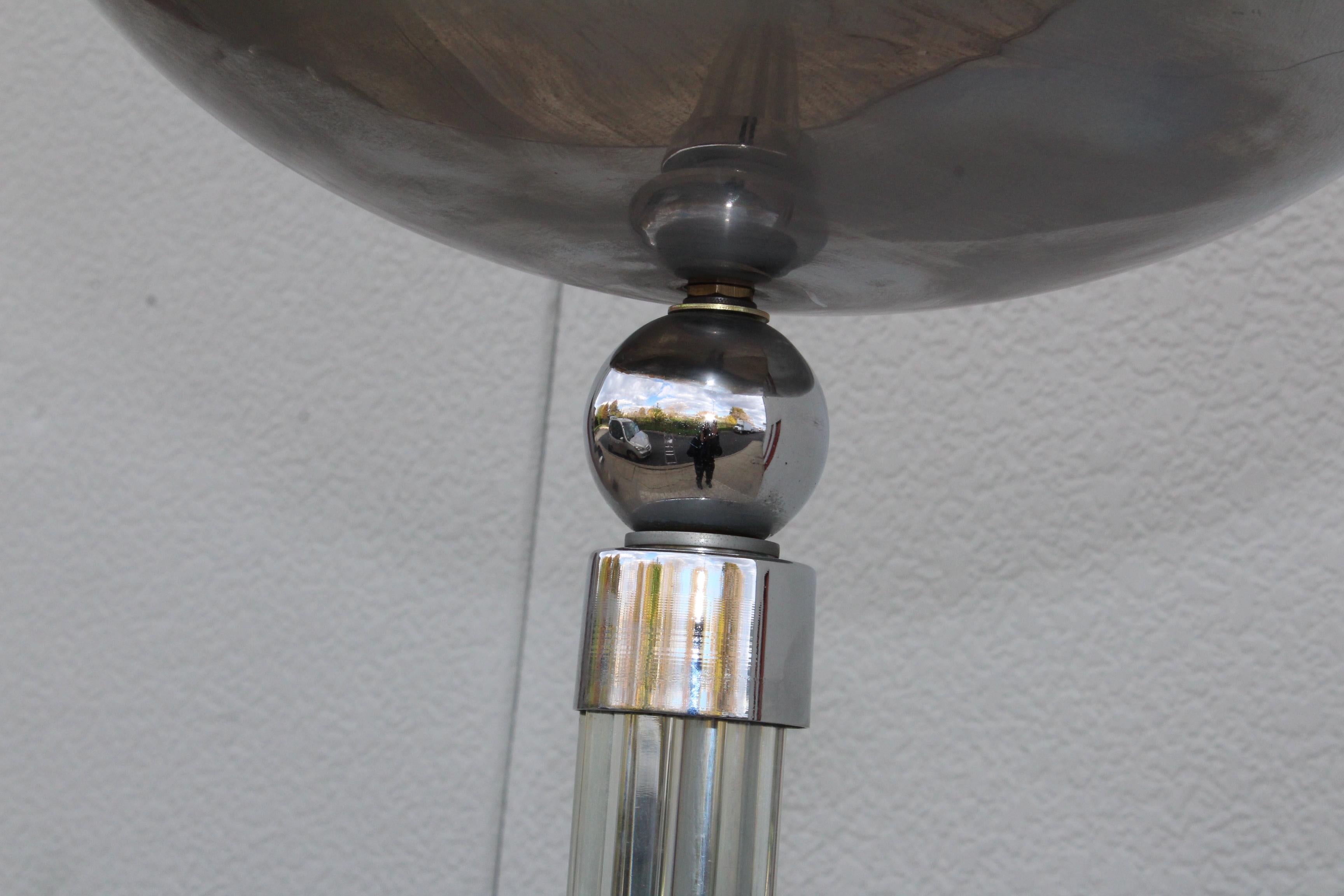 Karl Springer Style Glass and Chrome Torchiere Floor Lamp 3