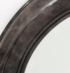 Espejo circular de piel de cabra estilo Karl Springer