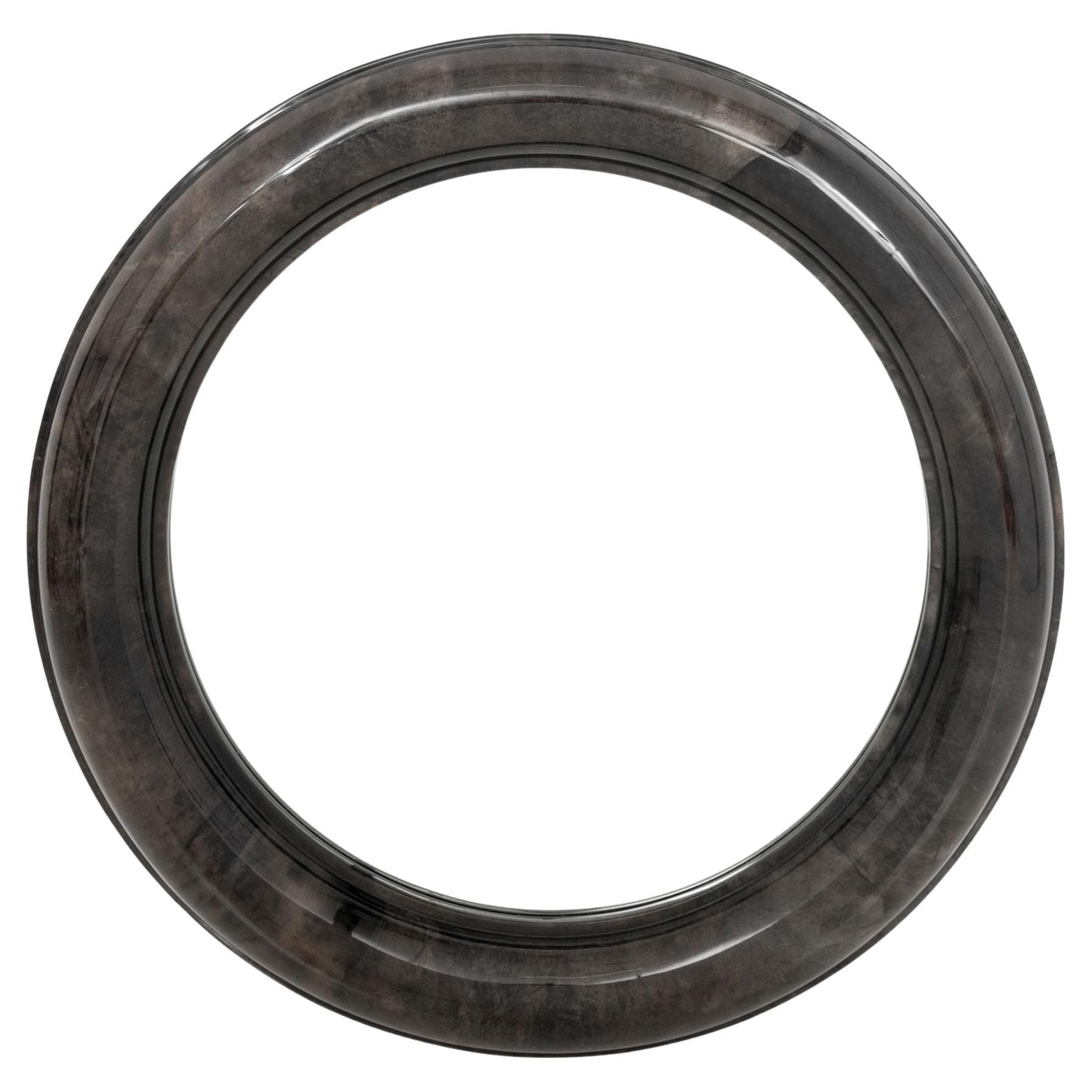 Karl Springer Style Goatskin Circular Mirror im Angebot