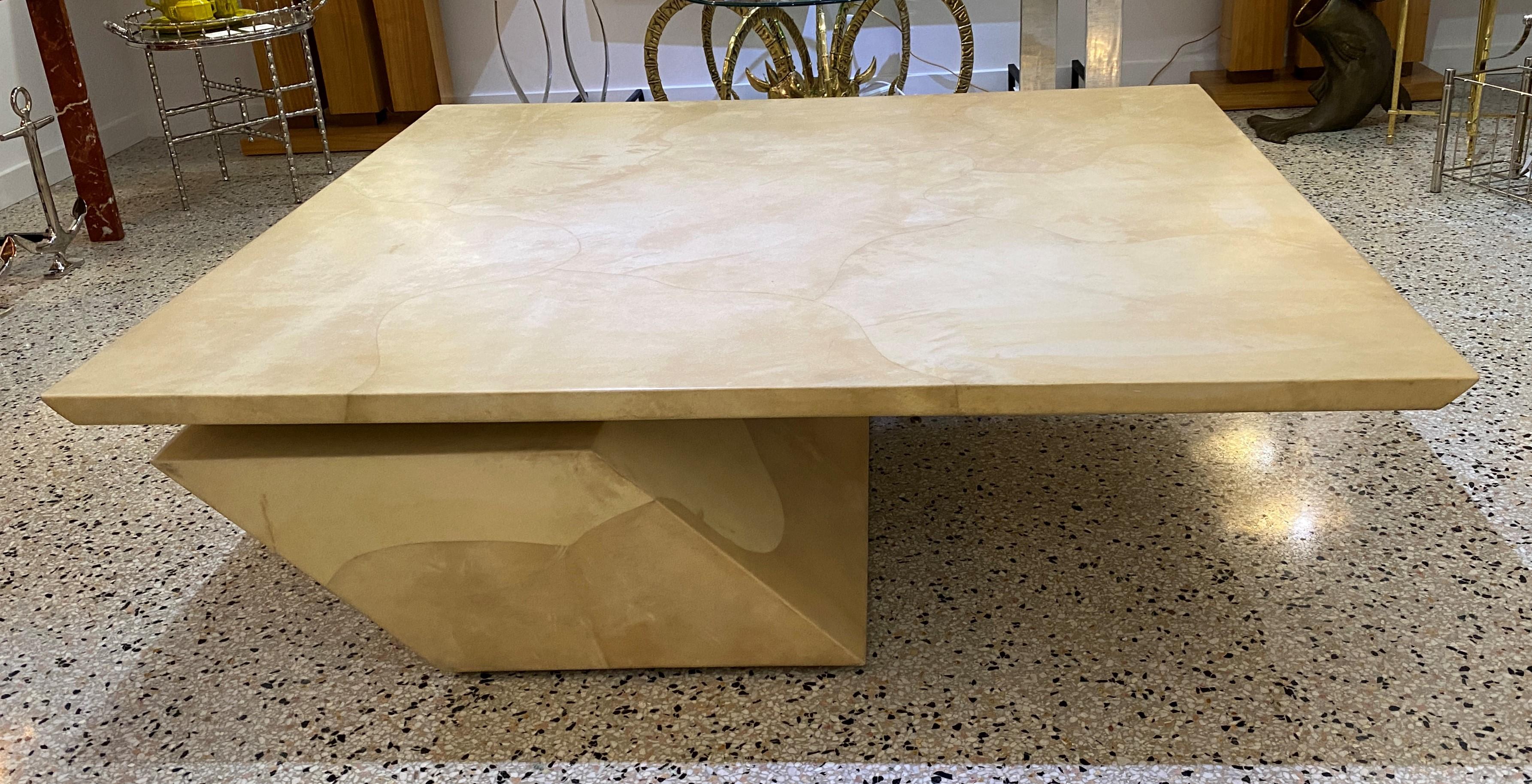 20th Century Karl Springer Style Goatskin Cocktail Table