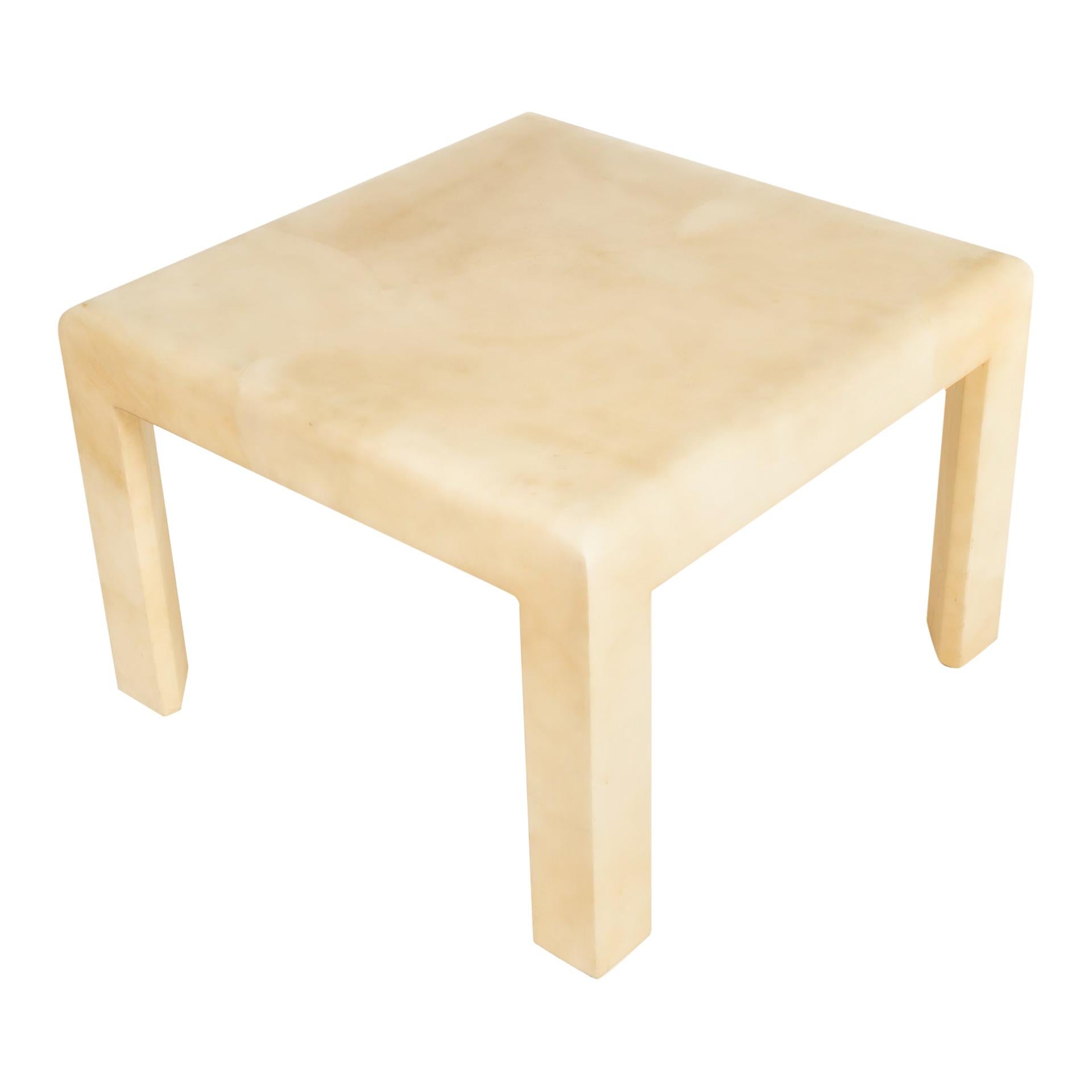 Karl Springer Style Goatskin Side Table For Sale