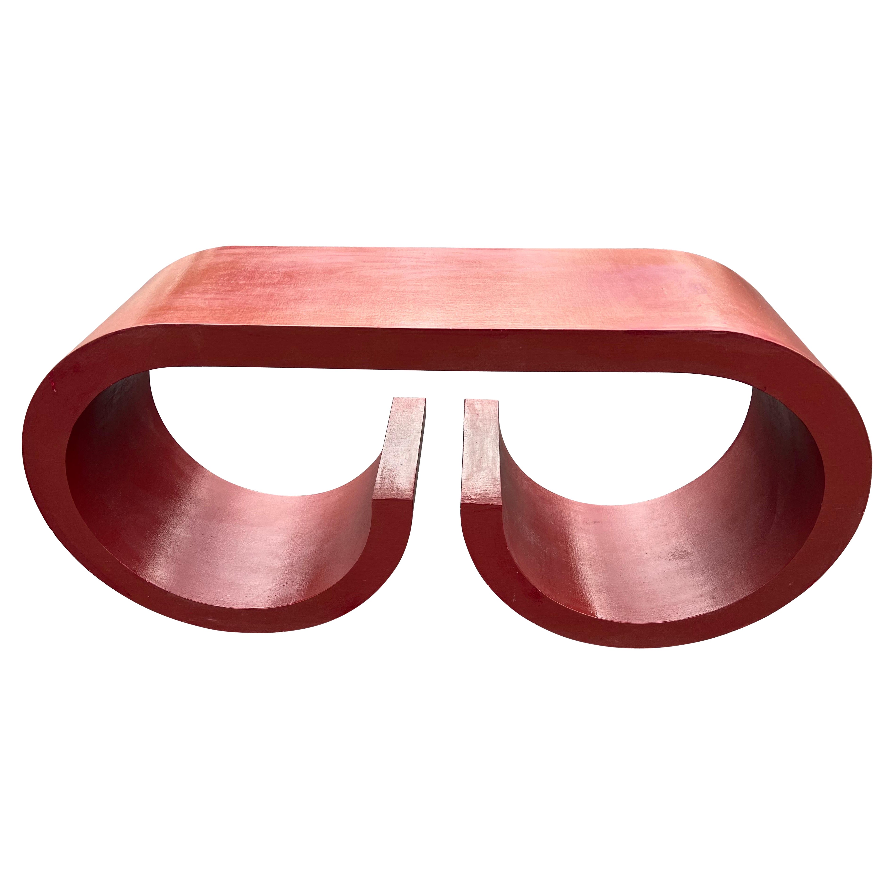 Table console cascade en tissu d'herbe de style Karl Springer