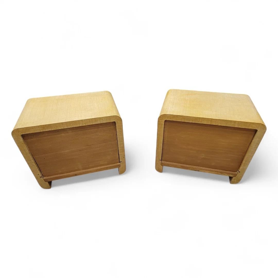 Karl Springer Style Grasscloth Console and  Pair Side Tables for Ernest C. Masi For Sale 4