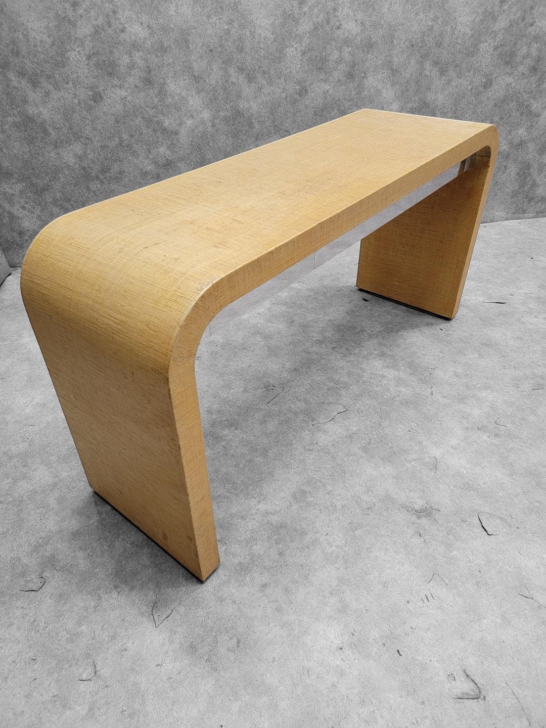 Karl Springer Style Grasscloth Console and  Pair Side Tables for Ernest C. Masi For Sale 3