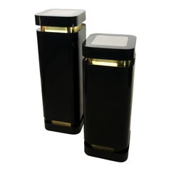 Vintage Karl Springer Style Hollywood Regency Black and Brass Pedestals