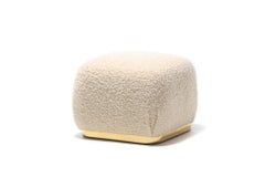 Karl Springer Style Ivory Bouclé Soufflé Pouf
