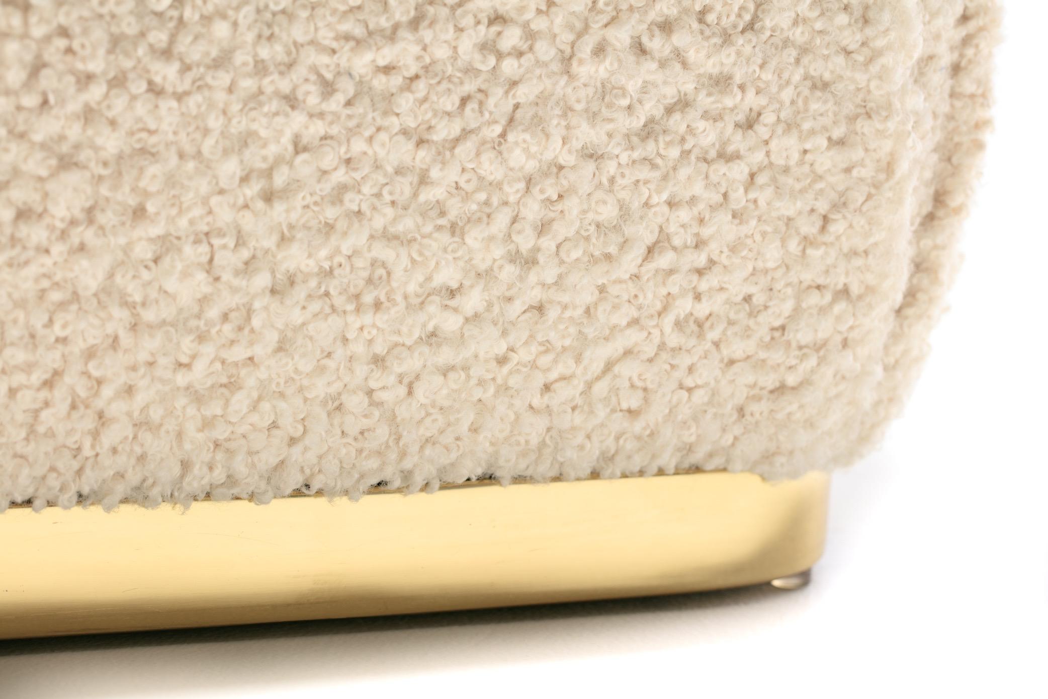 Fin du 20e siècle Pouf Bouclé Soufflé ivoire style Karl Springer en vente