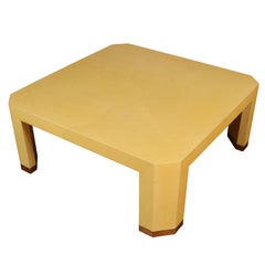 Karl Springer Style Lacquered Goatskin Square Coffee Table