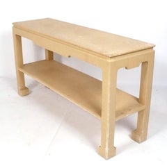 Karl Springer Style Lacquered Grasscloth Console Table Refinished In Your Color