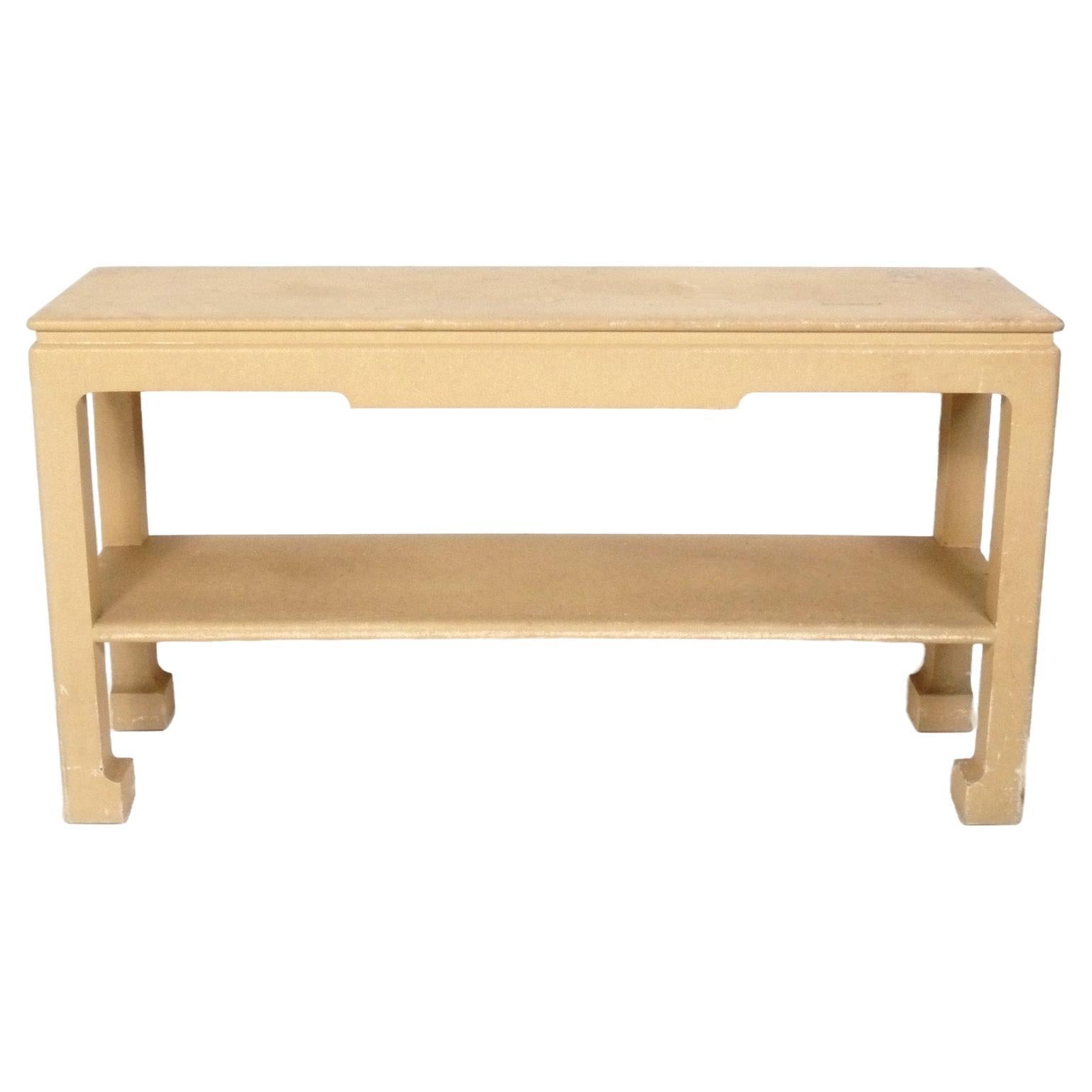 Karl Springer Style Lacquered Grasscloth Console Table Refinished In Your Color For Sale