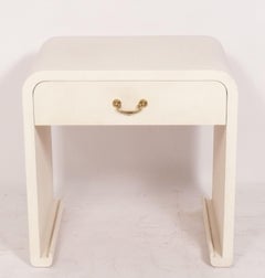 Karl Springer Style Lacquered Grasscloth End Table Refinished In Your Color