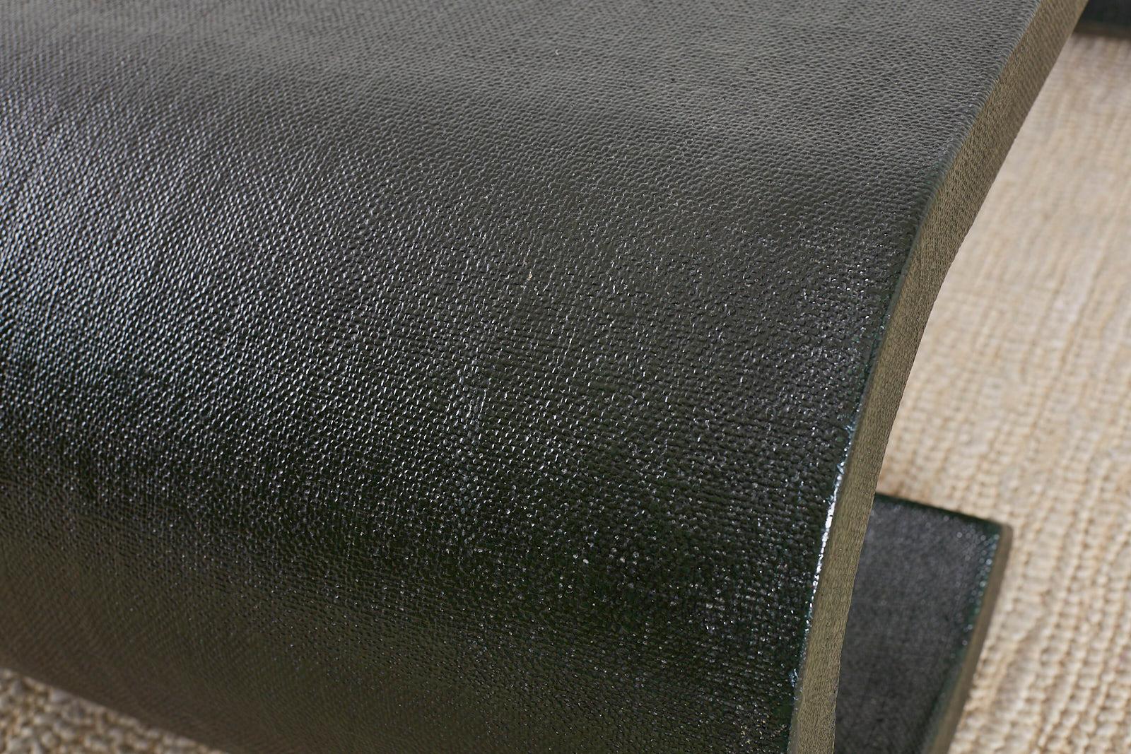 Karl Springer Style Lacquered Grasscloth Scroll Cocktail Table 5