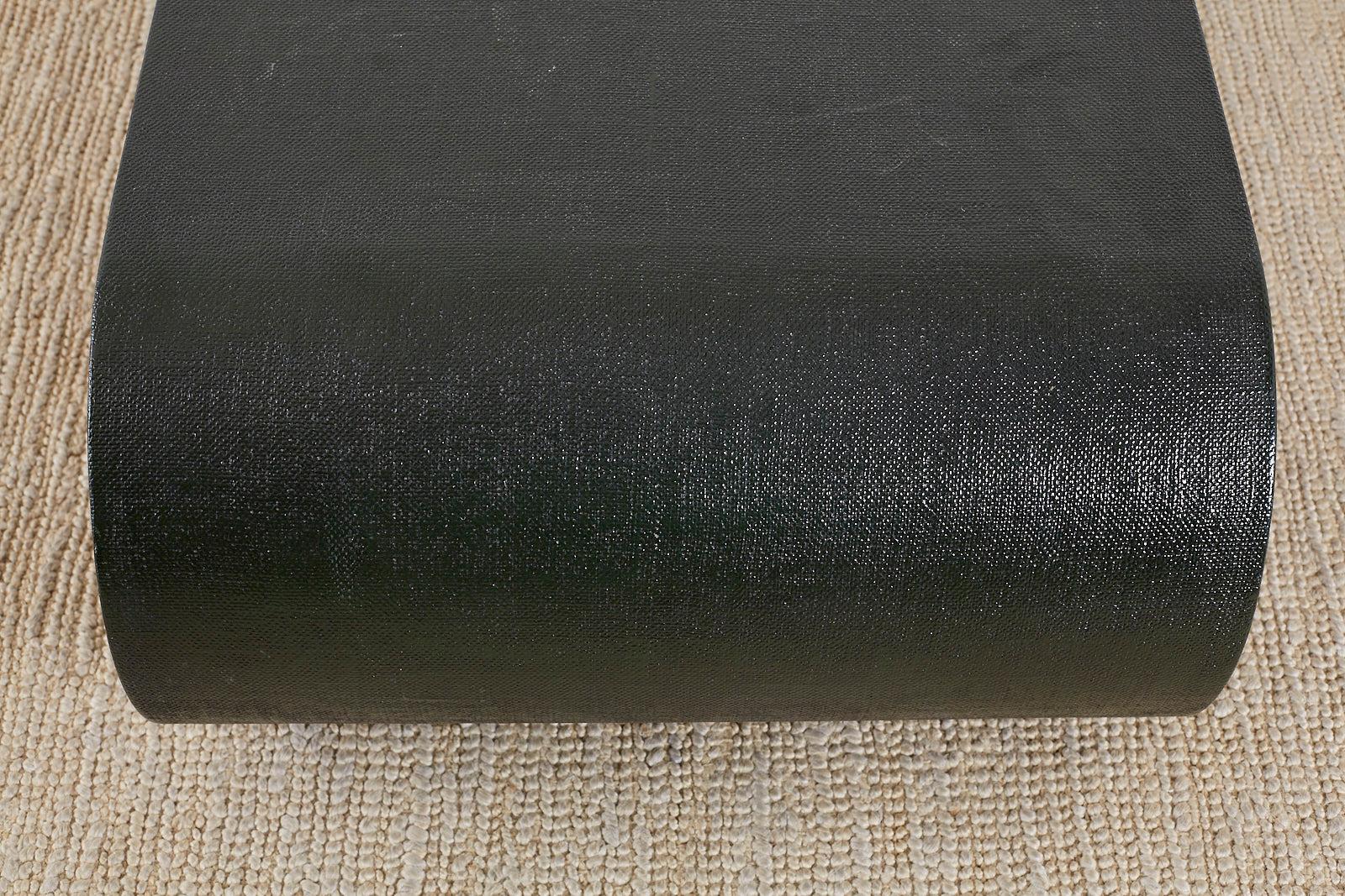 Karl Springer Style Lacquered Grasscloth Scroll Cocktail Table 6