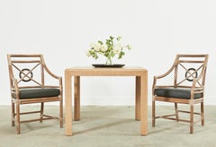 Esstisch im Karl-Springer-Stil aus lackiertem Raffia-Grastuch