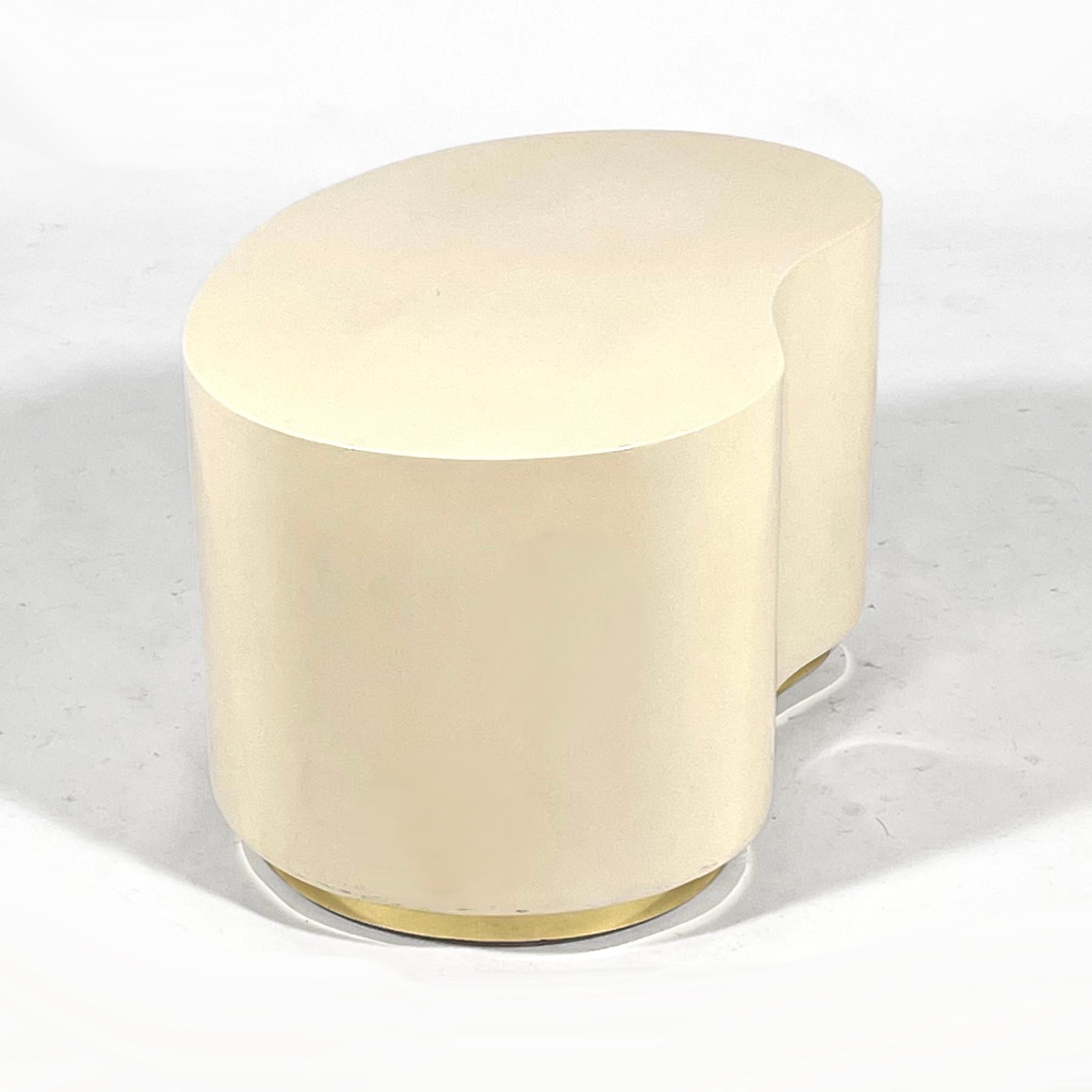 Brass Karl Springer Style Lacquered Side Table For Sale