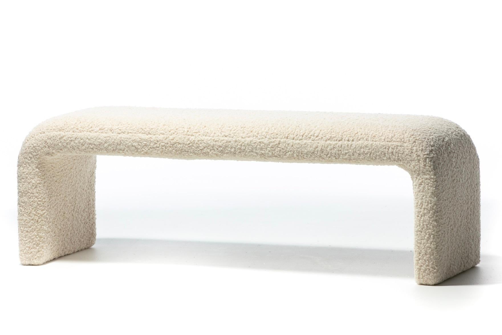 Karl Springer Style Large Waterfall Bench in Ivory Bouclé 5