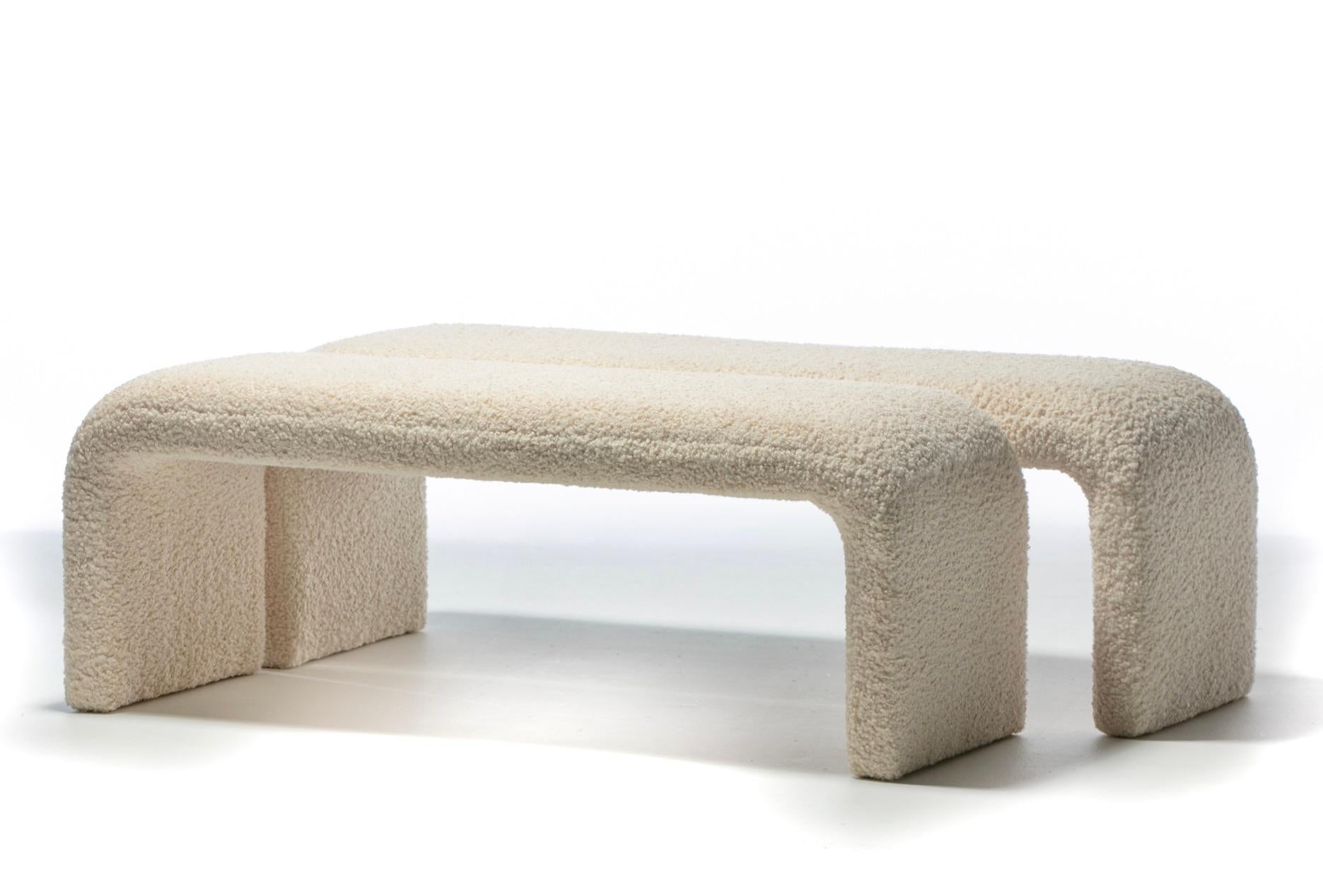 Karl Springer Style Large Waterfall Bench in Ivory Bouclé 6