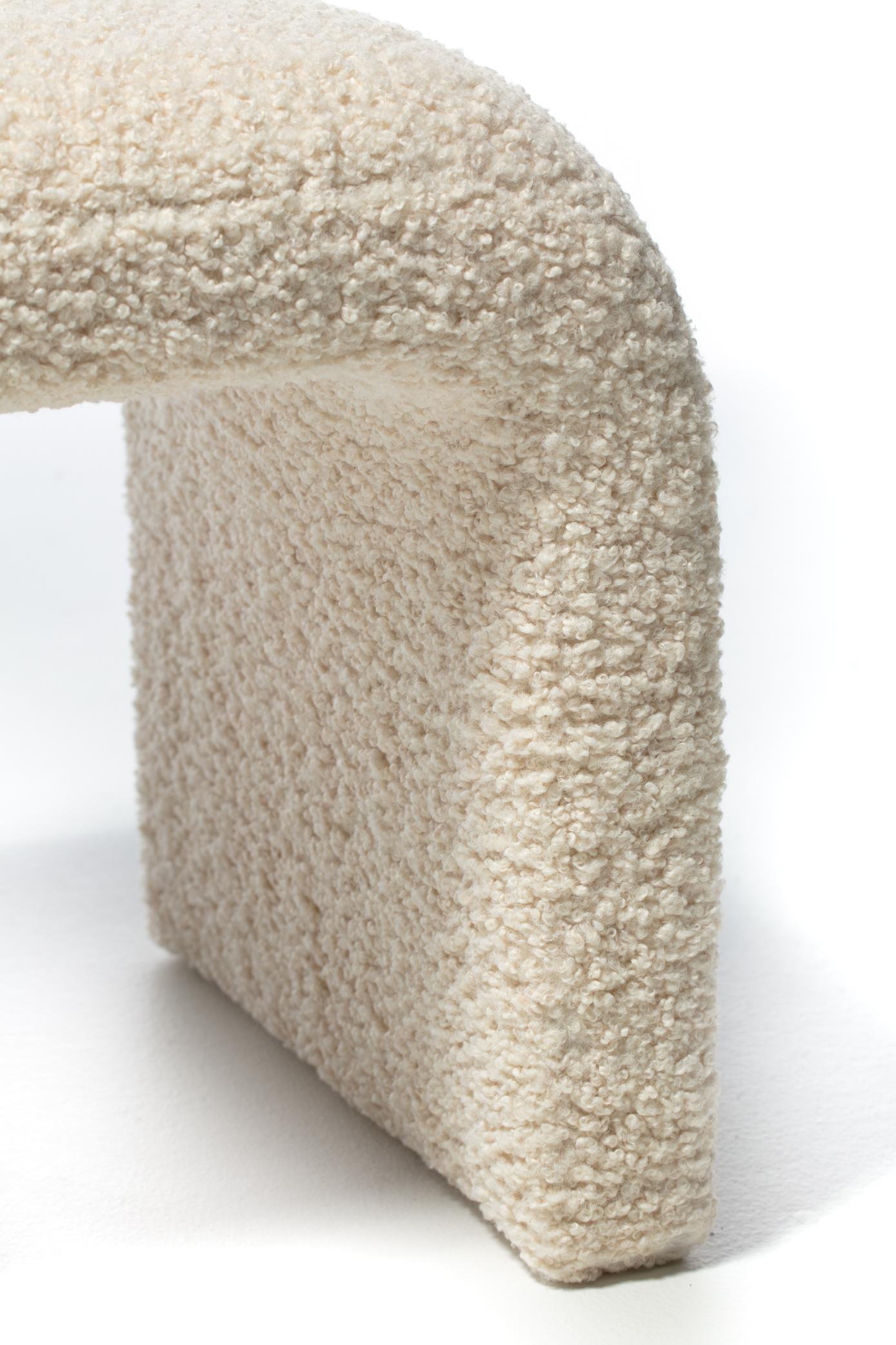 Karl Springer Style Large Waterfall Bench in Ivory Bouclé 8