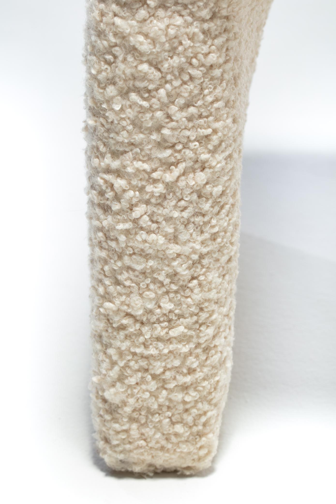 Karl Springer Style Large Waterfall Bench in Ivory Bouclé 9
